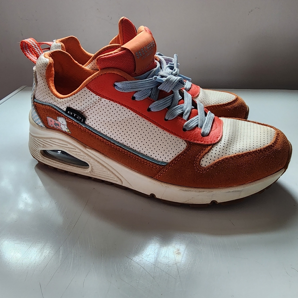 Skechers BT21 RJ  Womens Size 9 Suede Orange Leather Upper Platform Tennis Shoes